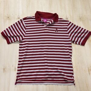 Akademiks Colours Polo Shirt Mens Large Red Gray Stripe Short Sleeve Casual Knit